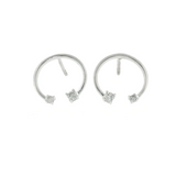 Diamond Open Hoop Earrings - 925 Silver - 0.14ctw showing backs