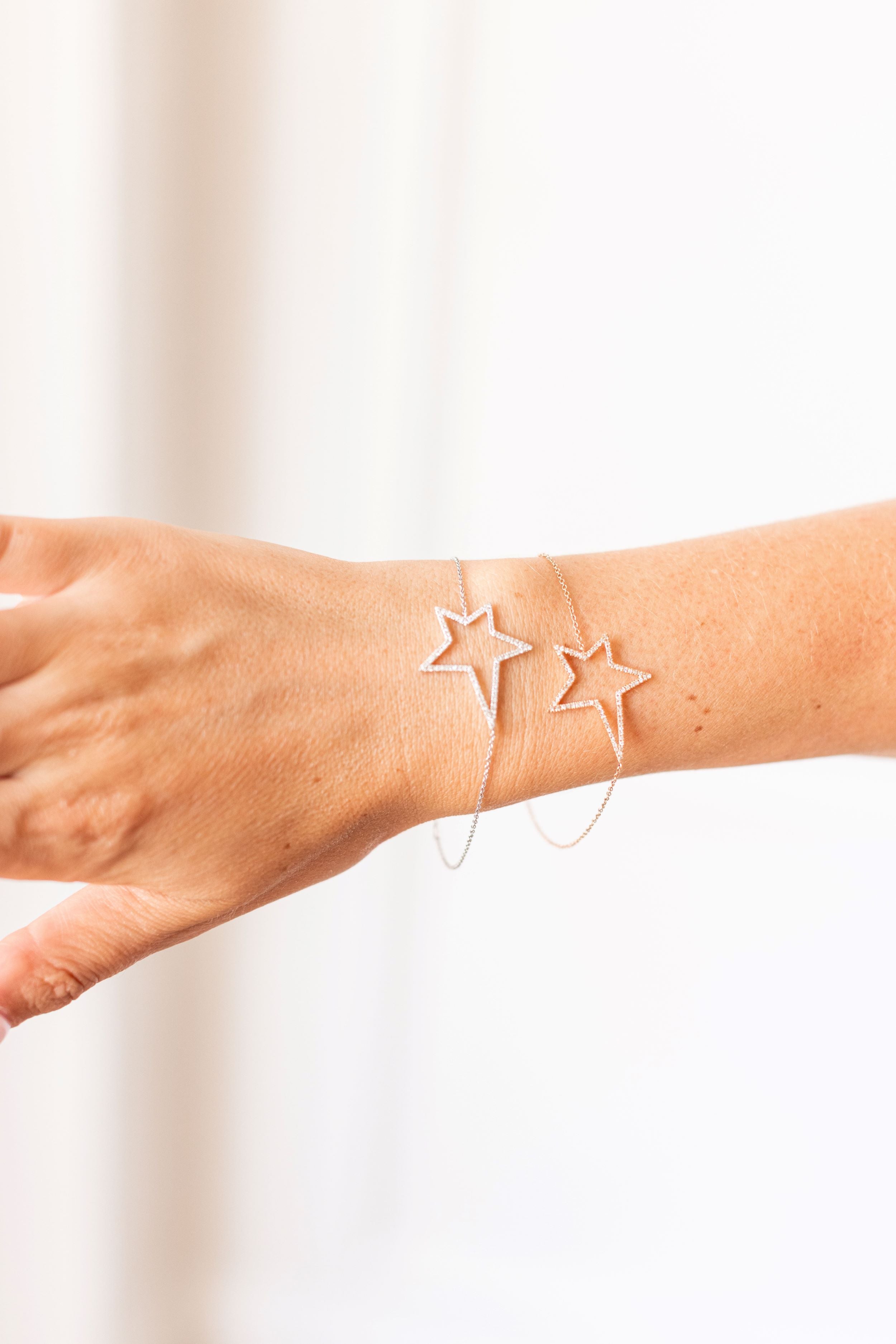 Diamond Star Bracelet 14k White Gold modeled