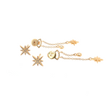 Diamond Starburst Drop Earrings - 14k Yellow Gold - 0.25ctw backs off and stamps