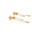 Diamond Starburst Drop Earrings - 14k Yellow Gold - 0.25ctw laid flat