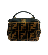 Fendi Shearling Nappa Mini Peekaboo Iconic Satchel without shoulder strap