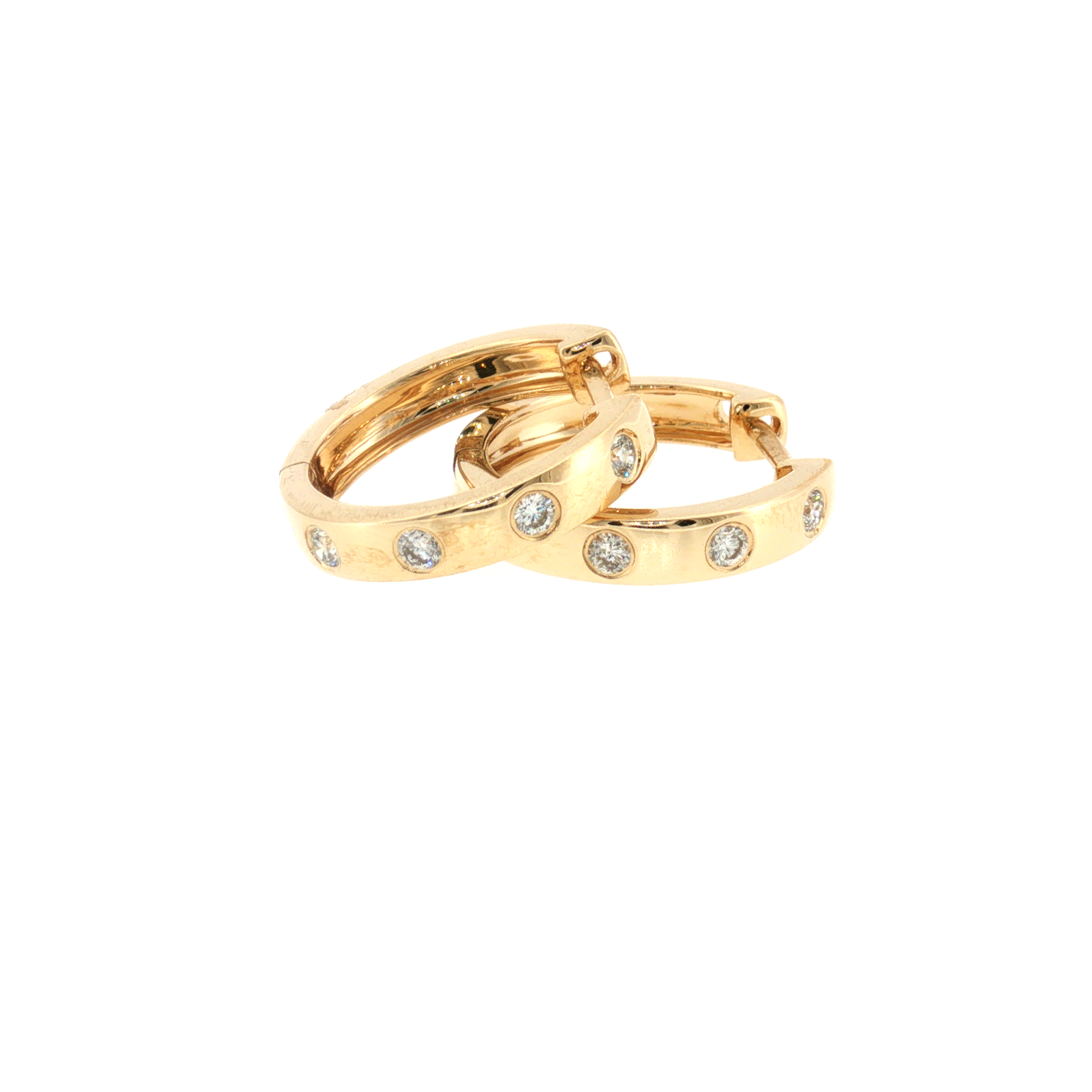Flush Set Diamond Hoop Earrings - 14k Yellow Gold - 17mm - 0.24ctw