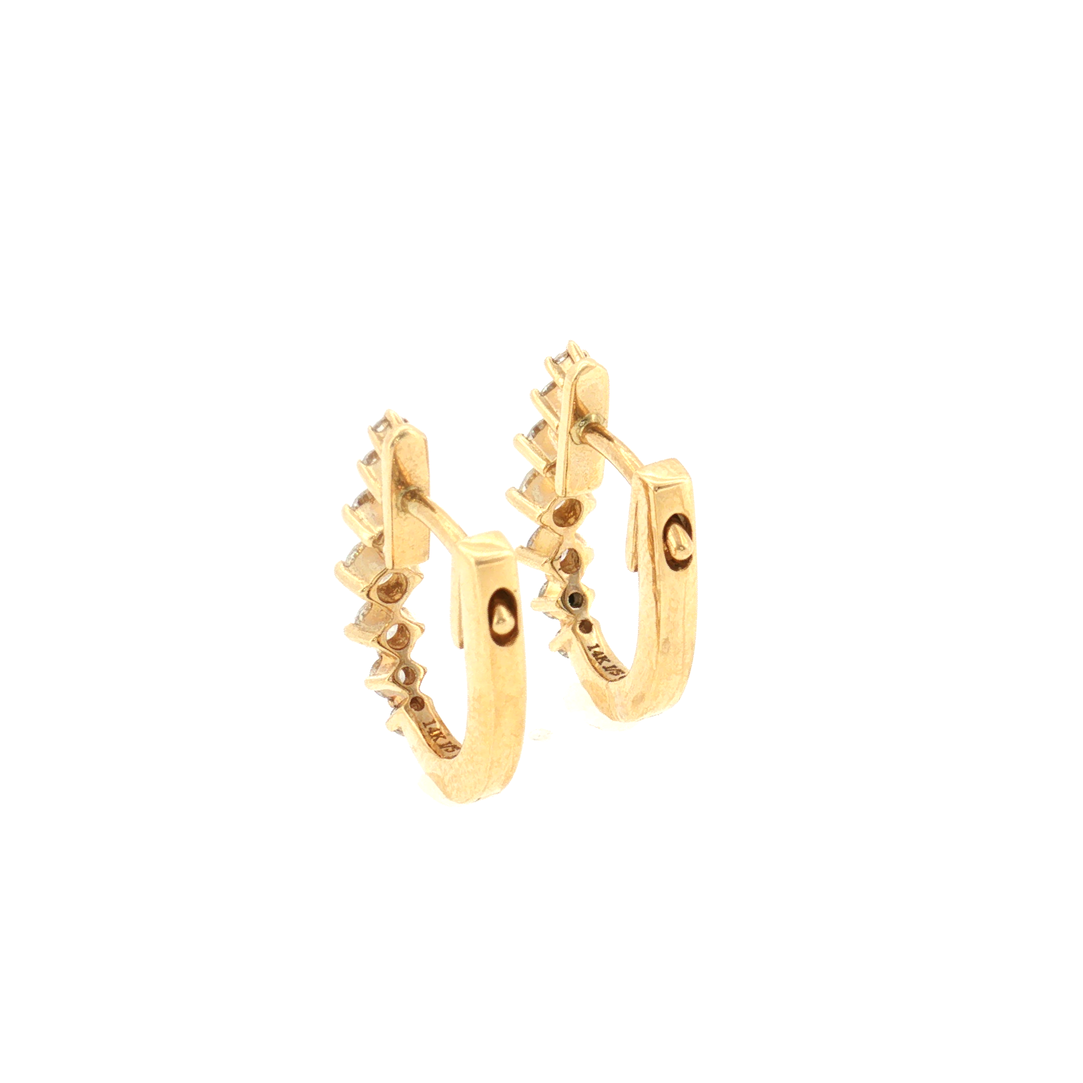 Graduated Diamond Huggie Earrings 14k Yellow Gold 15mm - 0.47ctw back of earrings