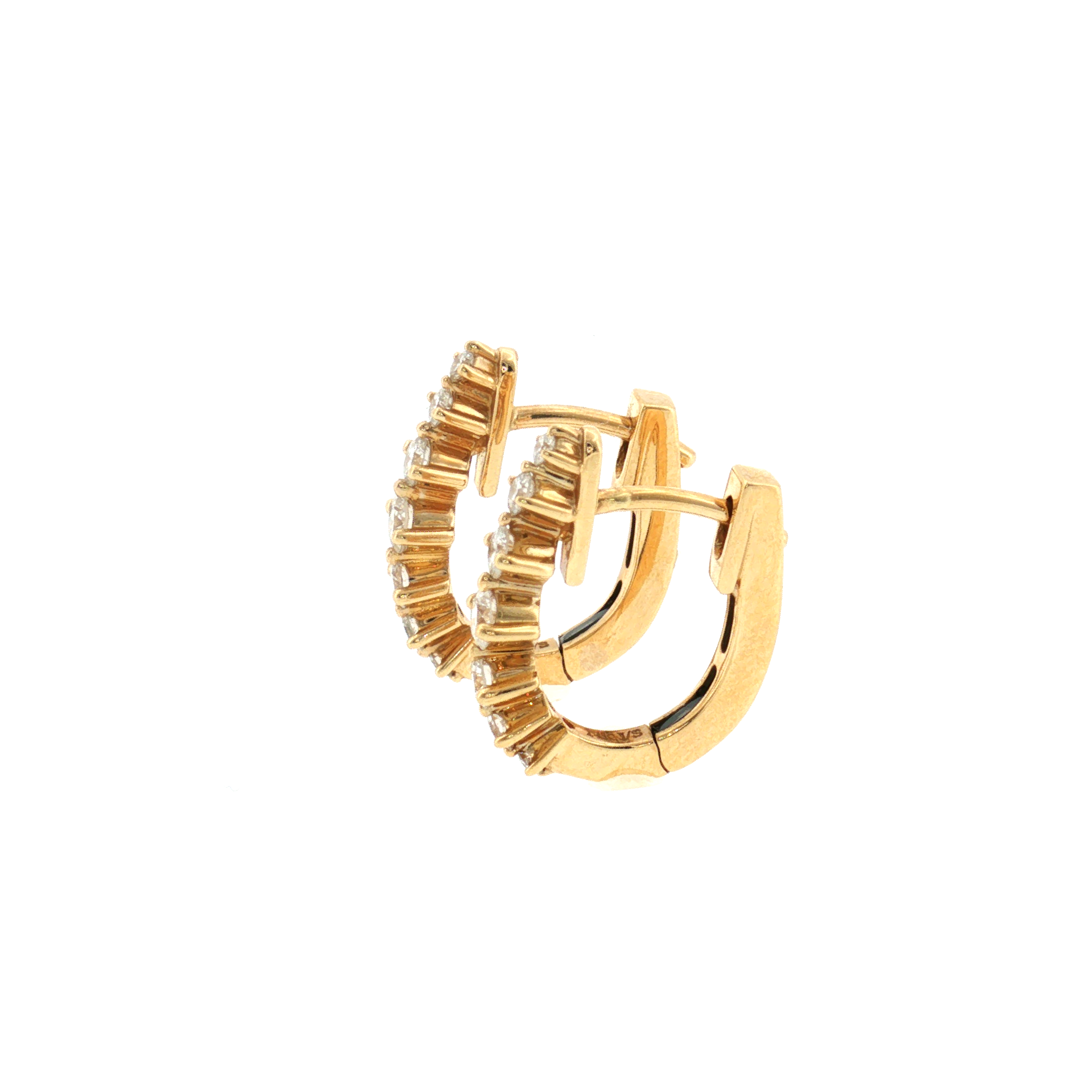 Graduated Diamond Huggie Earrings 14k Yellow Gold 15mm - 0.47ctw right side