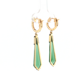 Green Tourmaline and Diamond Drop Earrings - 14k Yellow Gold - 0.25ctw backs