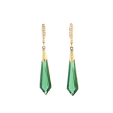 Green Tourmaline and Diamond Drop Earrings - 14k Yellow Gold - 0.25ctw
