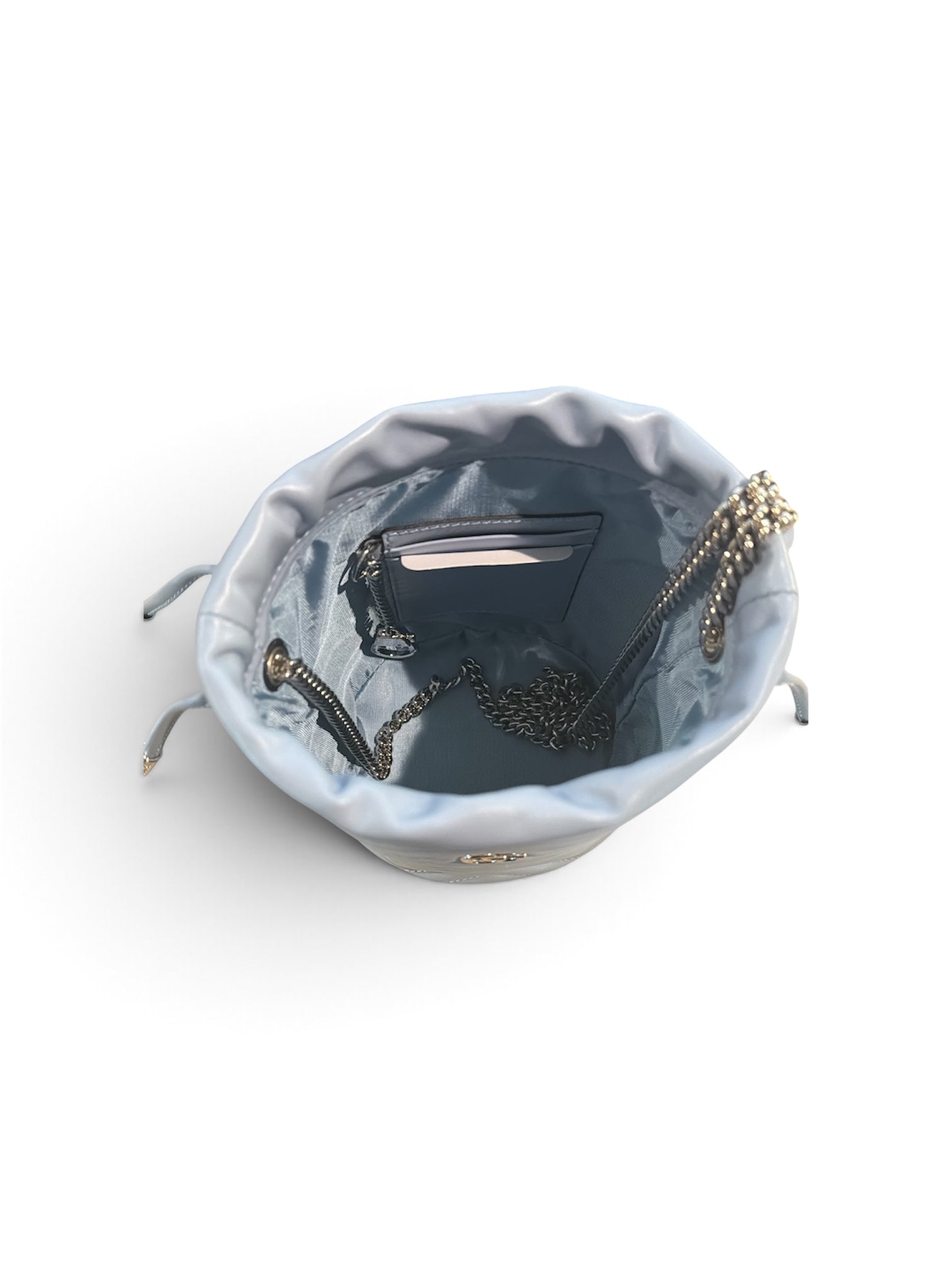 Gucci Matelassé Mini Marmont Bucket Bag interior of bag