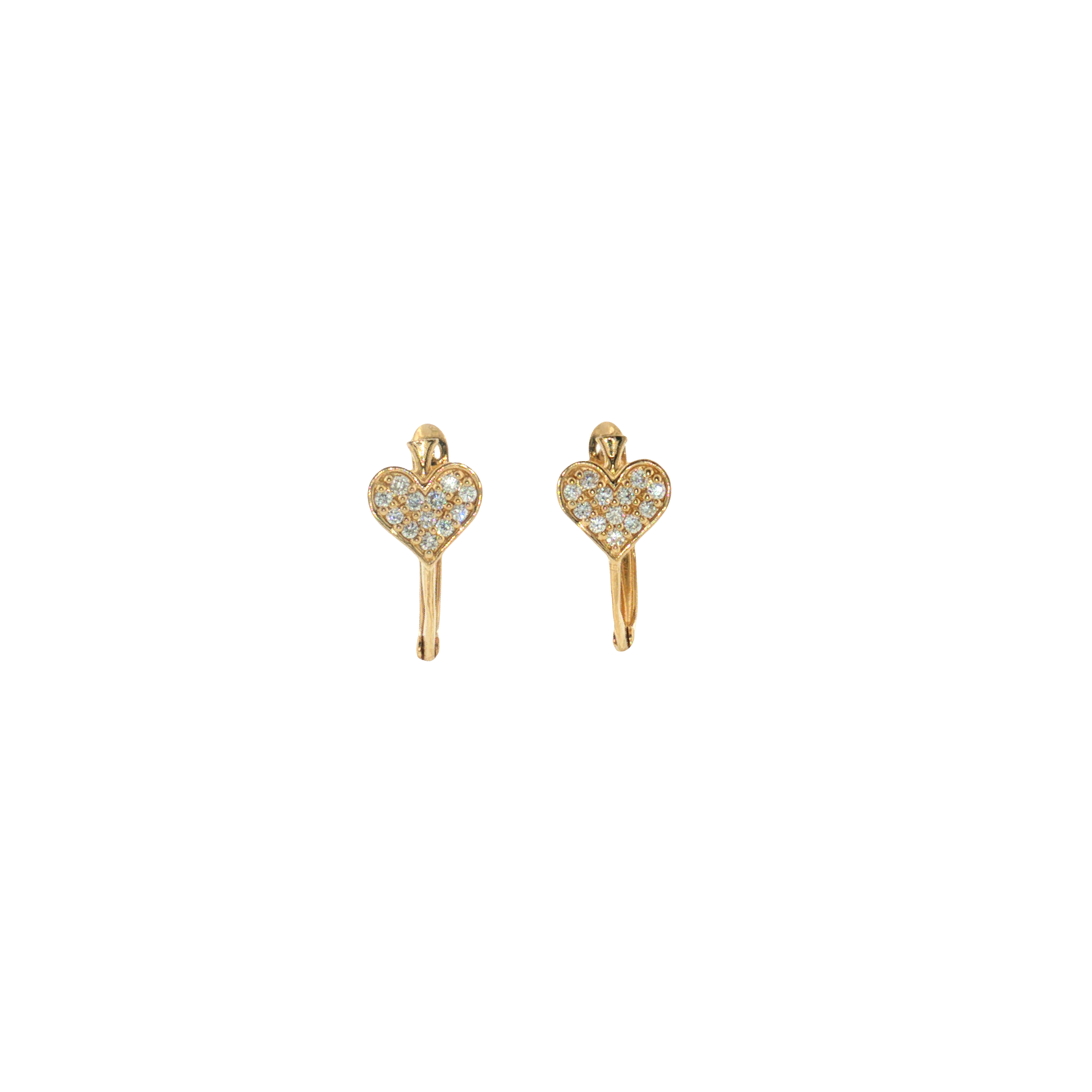 Heart Drop Huggie Earrings - 14k Yellow Gold - 0.13ctw