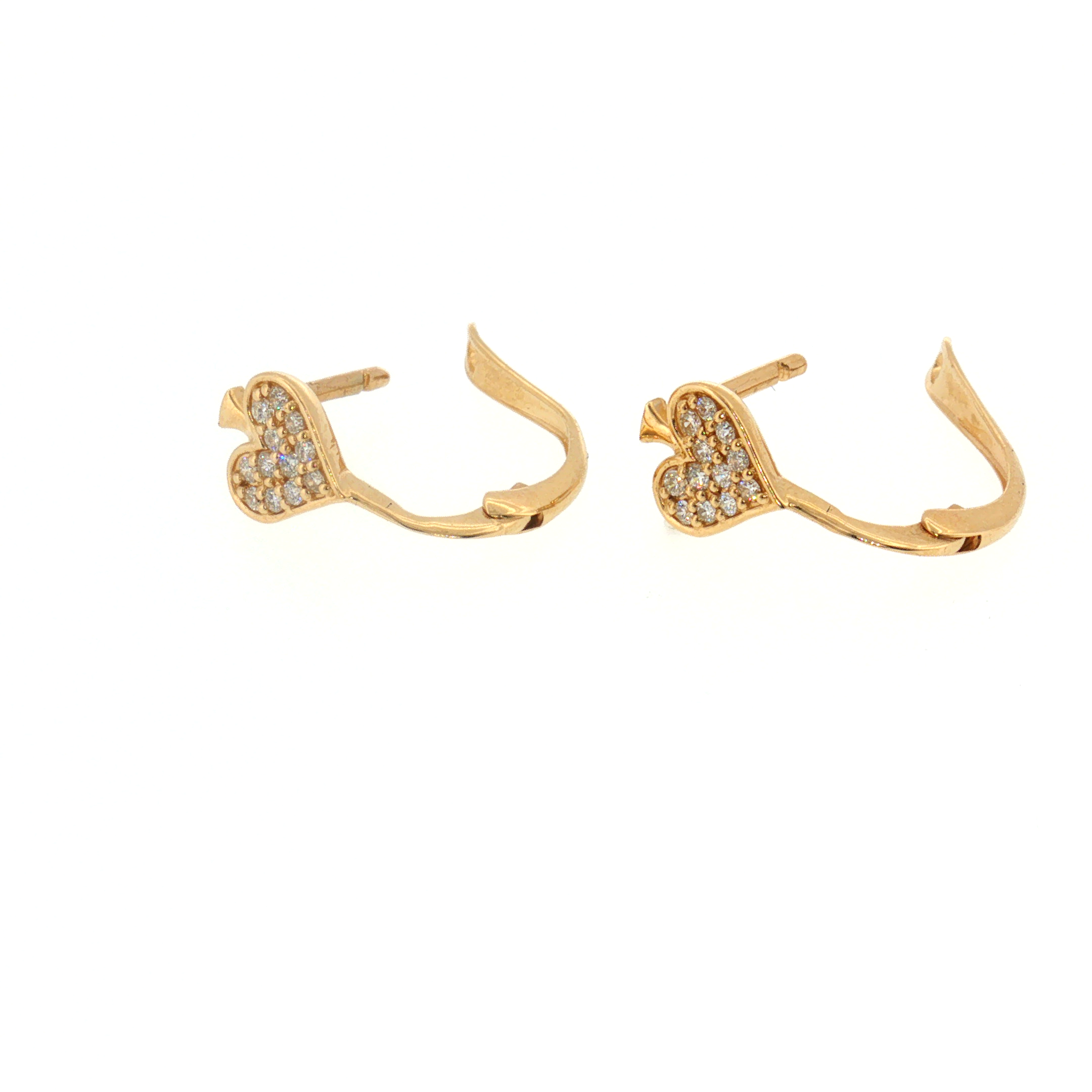 Heart Drop Huggie Earrings - 14k Yellow Gold - 0.13ctw earrings open