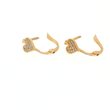 Heart Drop Huggie Earrings - 14k Yellow Gold - 0.13ctw earrings open