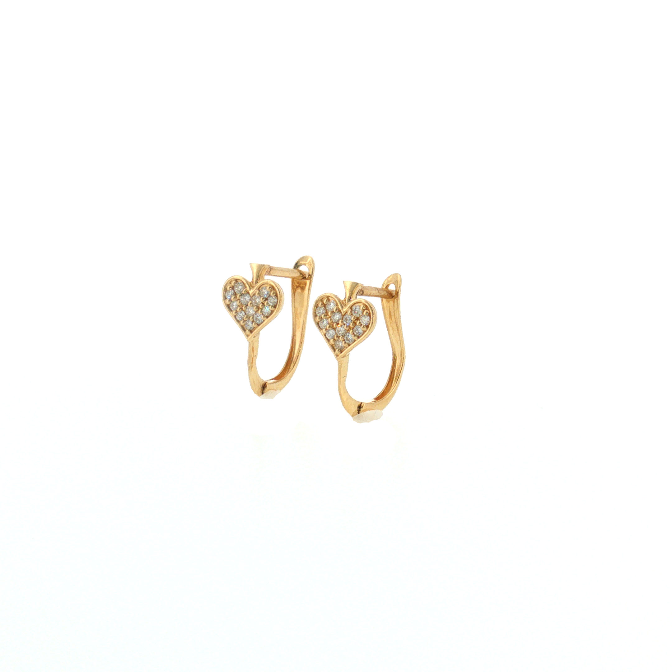 Heart Drop Huggie Earrings - 14k Yellow Gold - 0.13ctw right side view