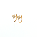Heart Drop Huggie Earrings - 14k Yellow Gold - 0.13ctw right side view