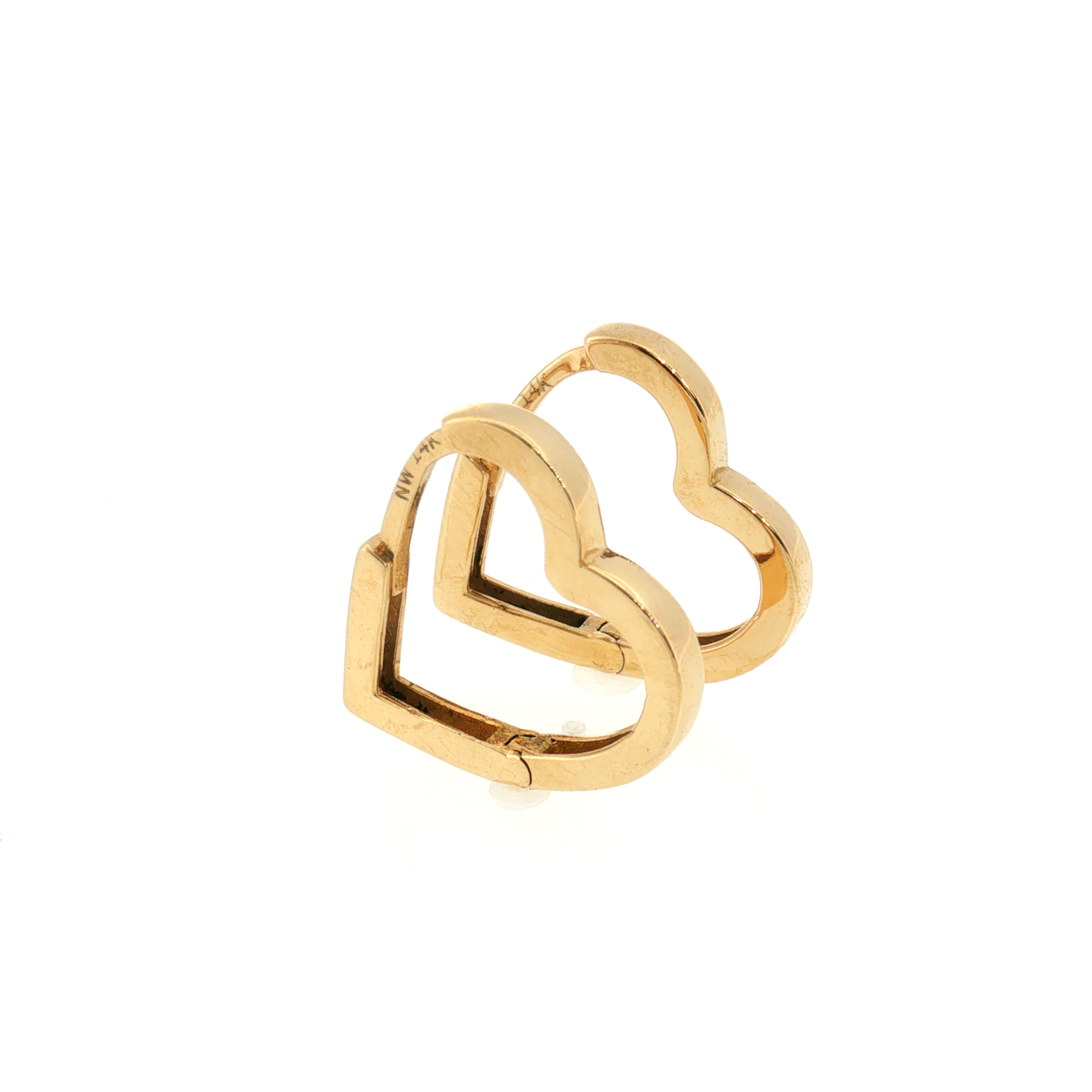 Heart Huggie Earrings - 14k Yellow Gold sides with stamps