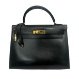 Hermès Box Kelly Sellier 32 - Black front of handbag