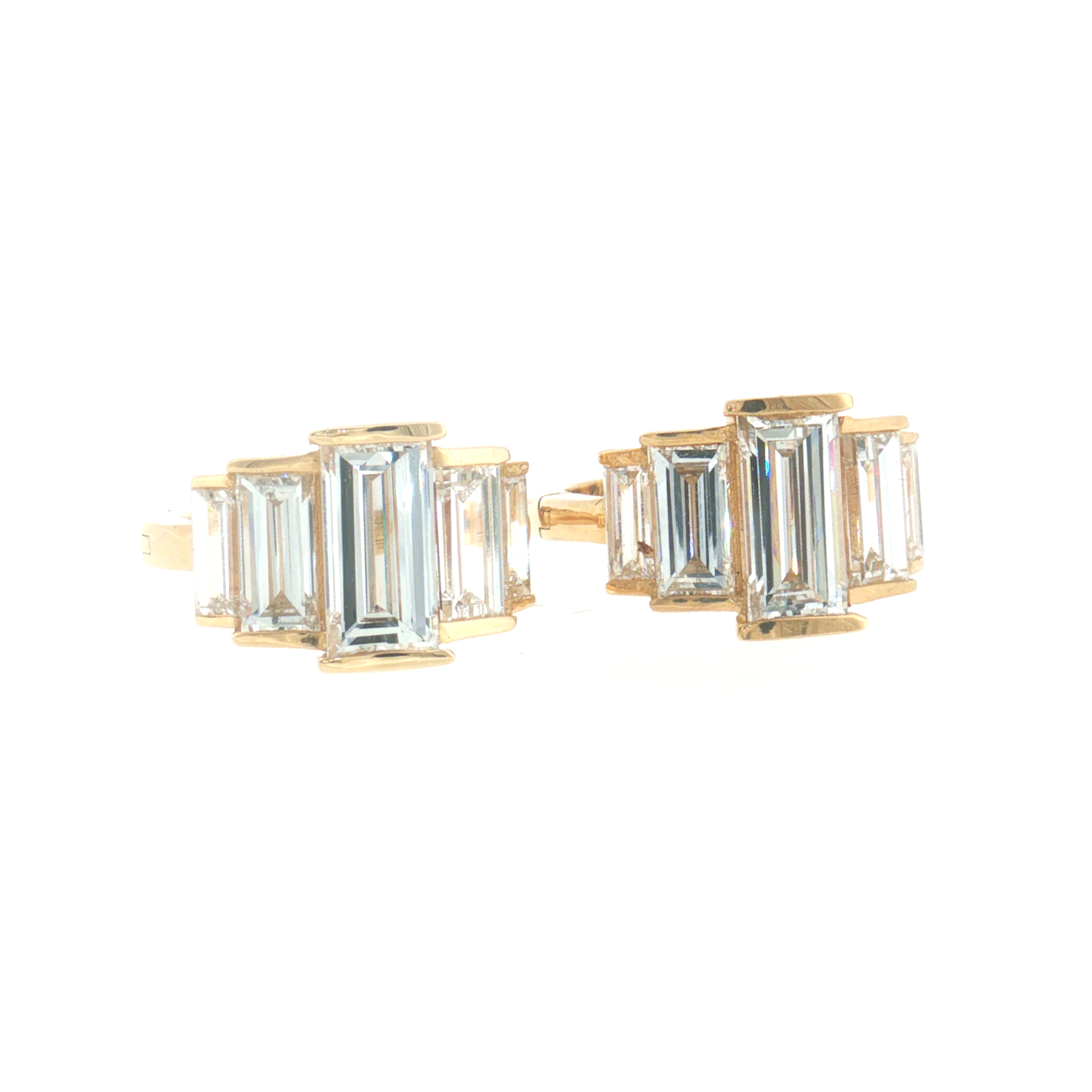 Lab Grown Diamond Art Deco Baguette Huggie Earrings 14k Yellow Gold - 3.62ctw