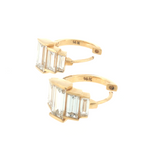 Lab Grown Diamond Art Deco Baguette Huggie Earrings 14k Yellow Gold - 3.62ctw gold stamp