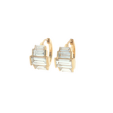 Lab Grown Diamond Art Deco Baguette Huggie Earrings 14k Yellow Gold - 3.62ctw slight side view 