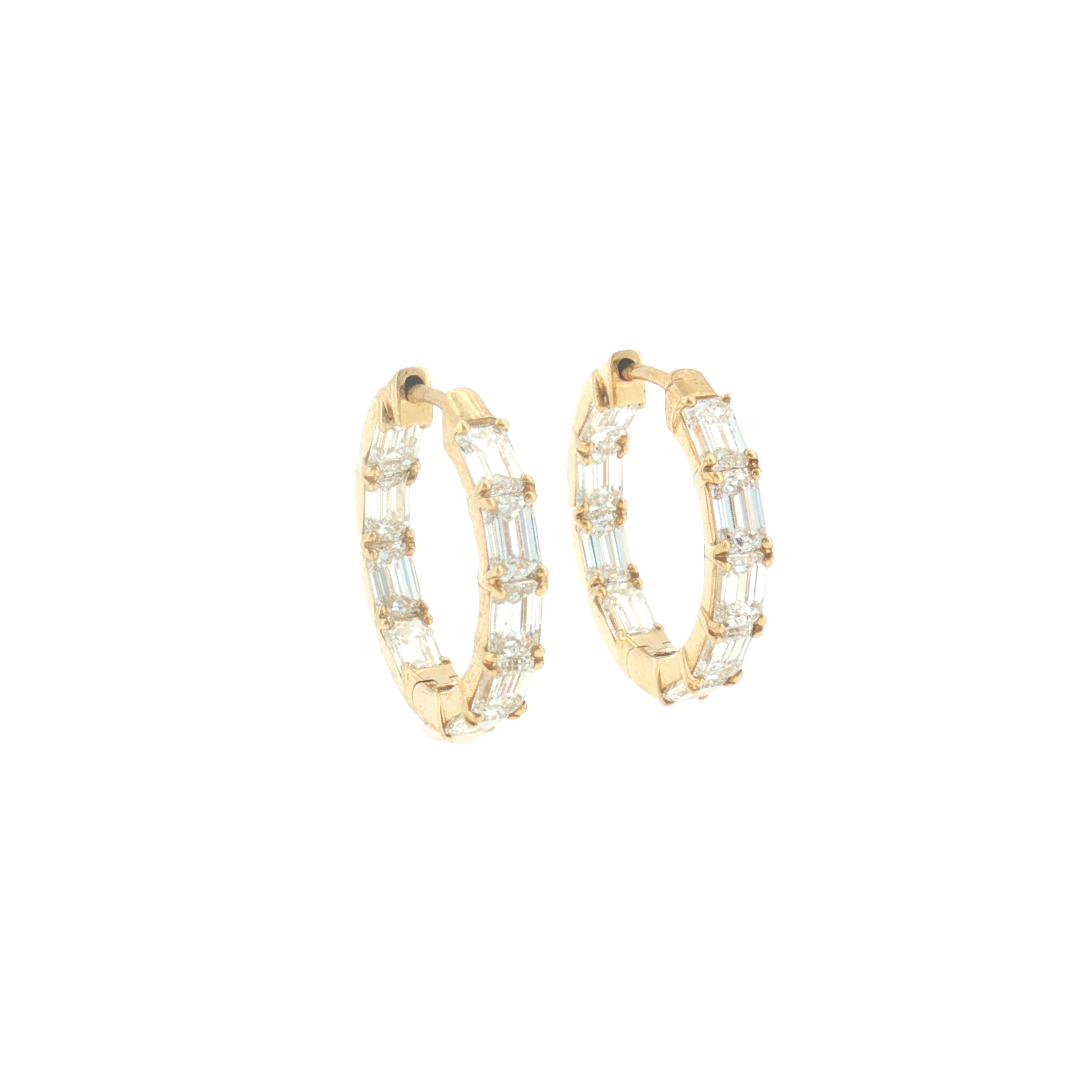 Lab Grown Diamond Baguette Hoop Earrings 10k Yellow Gold 17mm - 2.88ctw