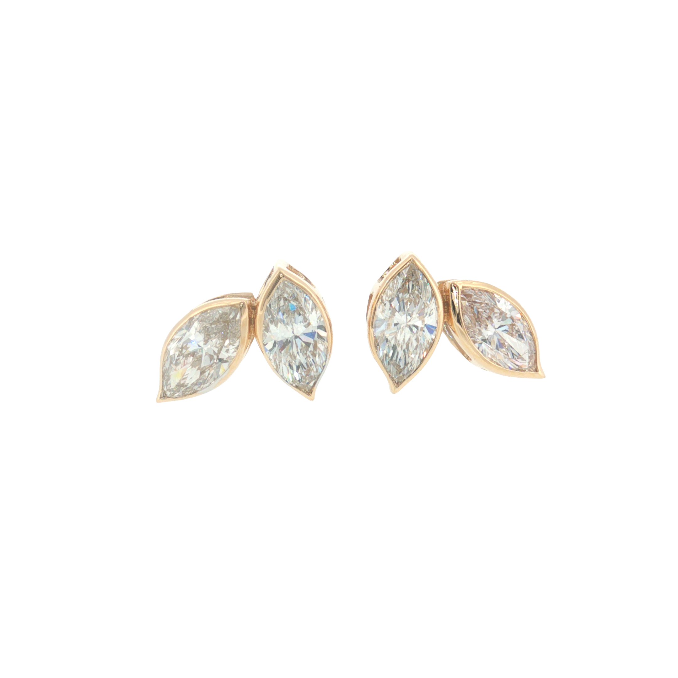 Lab Grown Diamond Bezel Double Marquise Studs 14k Yellow Gold - 2.56ctw