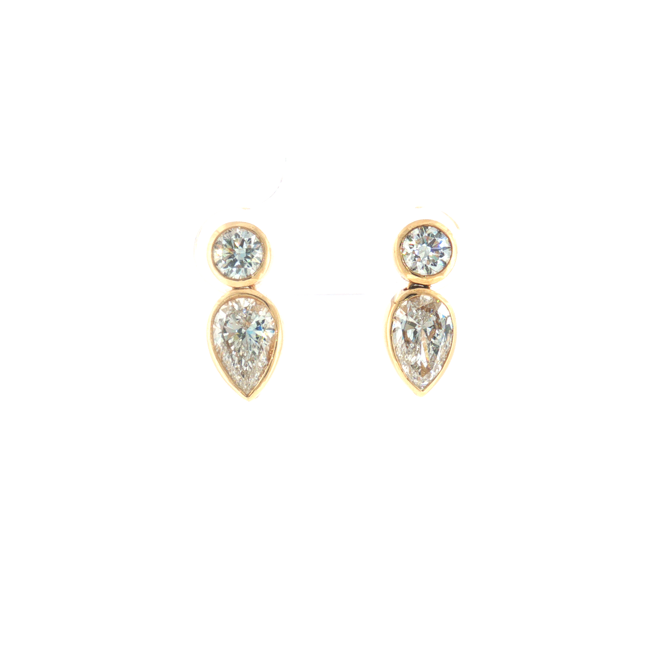Lab Grown Diamond Bezel Drop Earrings 18k Yellow Gold - 2.75ctw