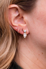 Lab Grown Diamond Bezel Drop Earrings 18k Yellow Gold - 2.75ctw modeled