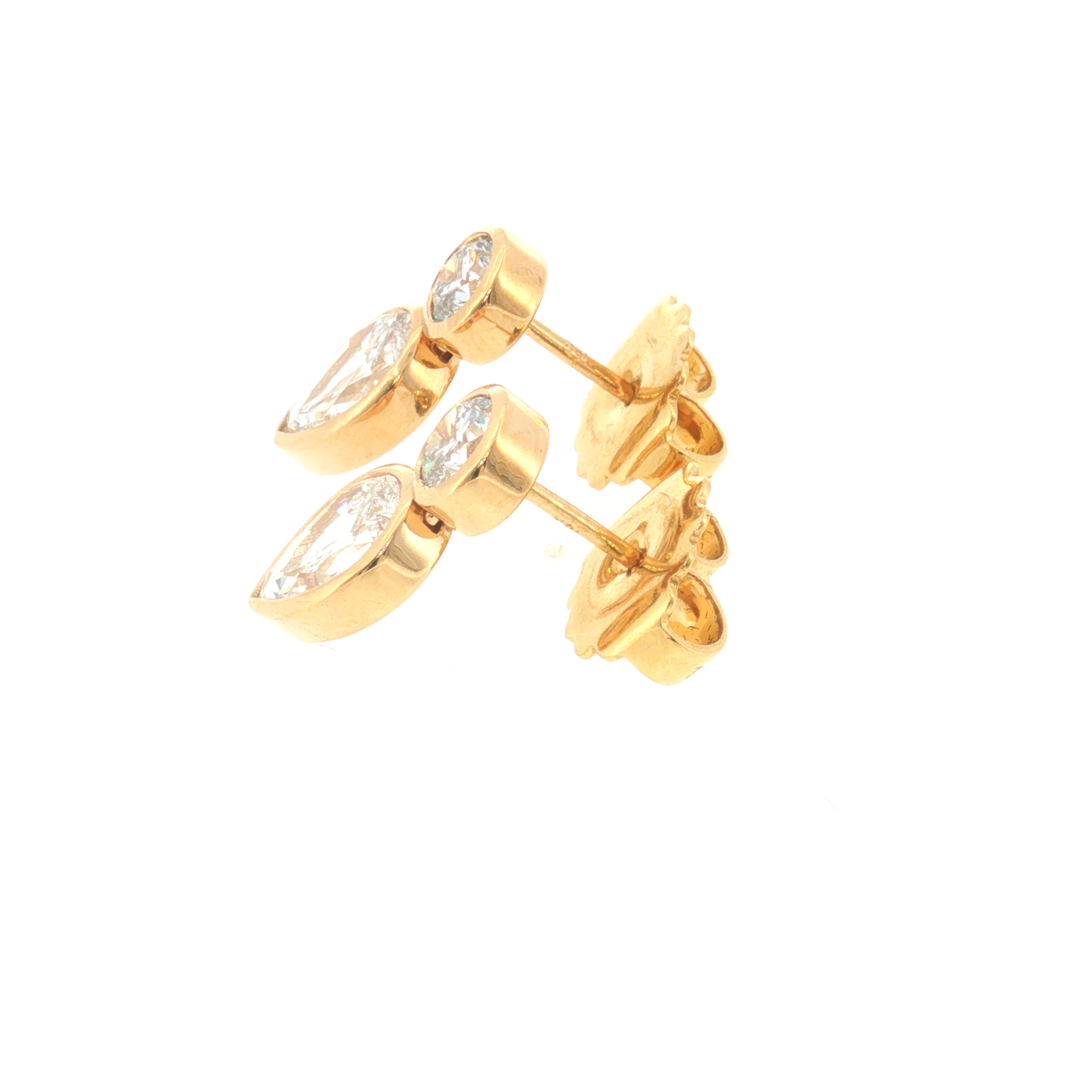 Lab Grown Diamond Bezel Drop Earrings 18k Yellow Gold - 2.75ctw side of earrings