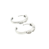 Lab Grown Diamond Bezel Pear Huggie Earrings 14k White Gold 13mm - 0.75ctw earrings opened