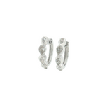 Lab Grown Diamond Bezel Pear Huggie Earrings 14k White Gold 13mm - 0.75ctw front right side view