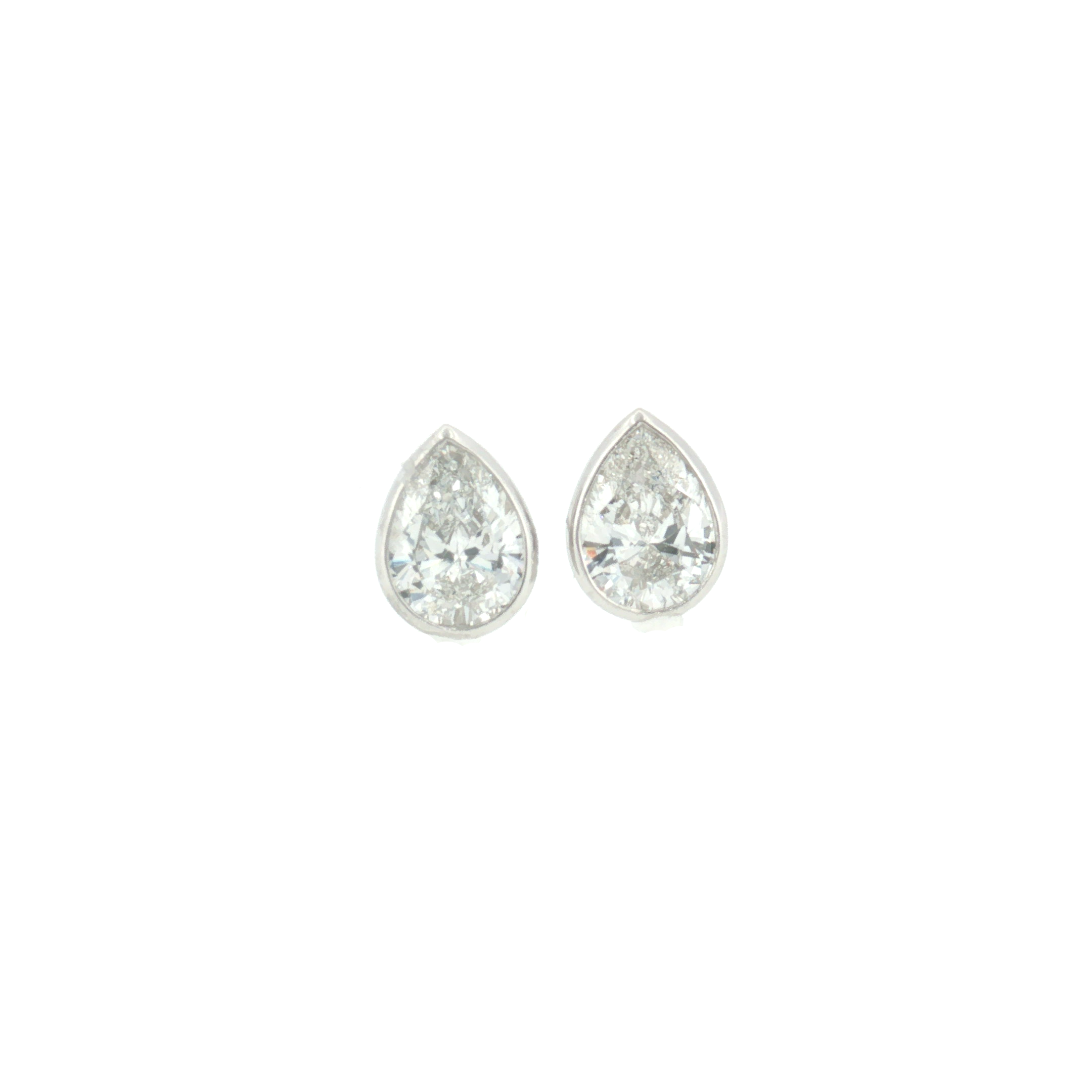 Lab Grown Diamond Bezel Pear Studs 14k White Gold - 1.00ctw