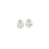 Lab Grown Diamond Bezel Pear Studs 14k White Gold - 1.00ctw