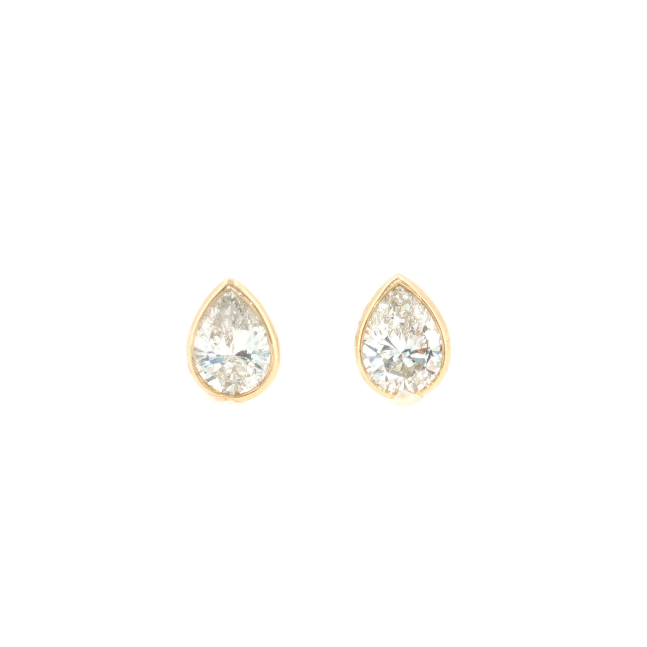 Lab Grown Diamond Bezel Pear Studs 14k Yellow Gold - 1.00ctw