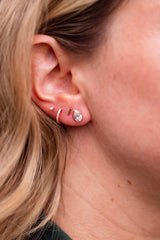 Lab Grown Diamond Bezel Pear Studs 14k Yellow Gold - 1.00ctw modeled