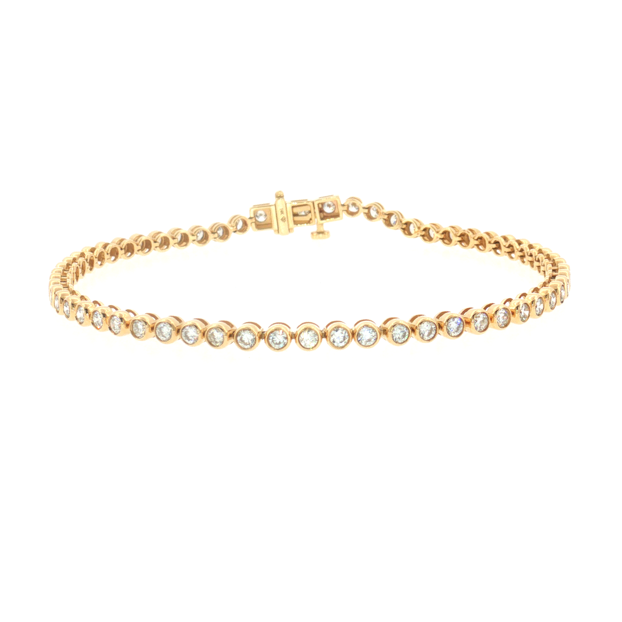 Lab Grown Diamond Bezel Tennis Bracelet 14k Yellow Gold - 2.00ctw