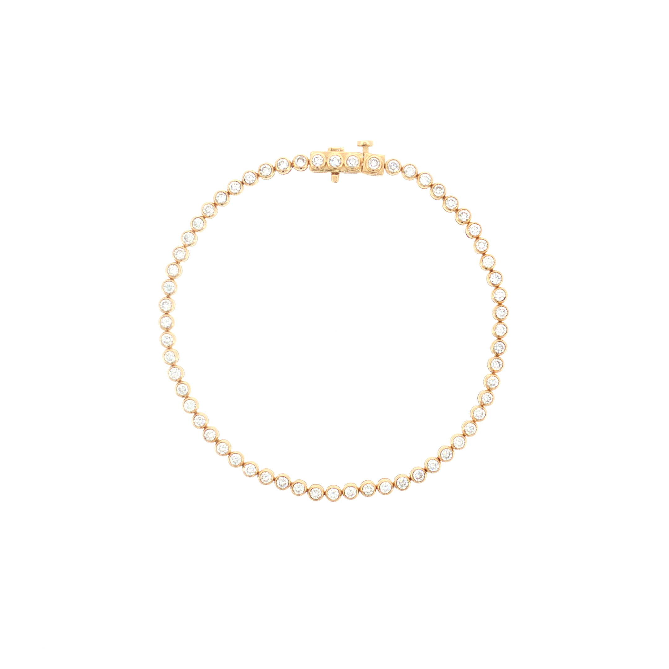 Lab Grown Diamond Bezel Tennis Bracelet 14k Yellow Gold - 2.00ctw from above