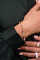 Lab Grown Diamond Bezel Tennis Bracelet 14k Yellow Gold - 2.00ctw modeled 2