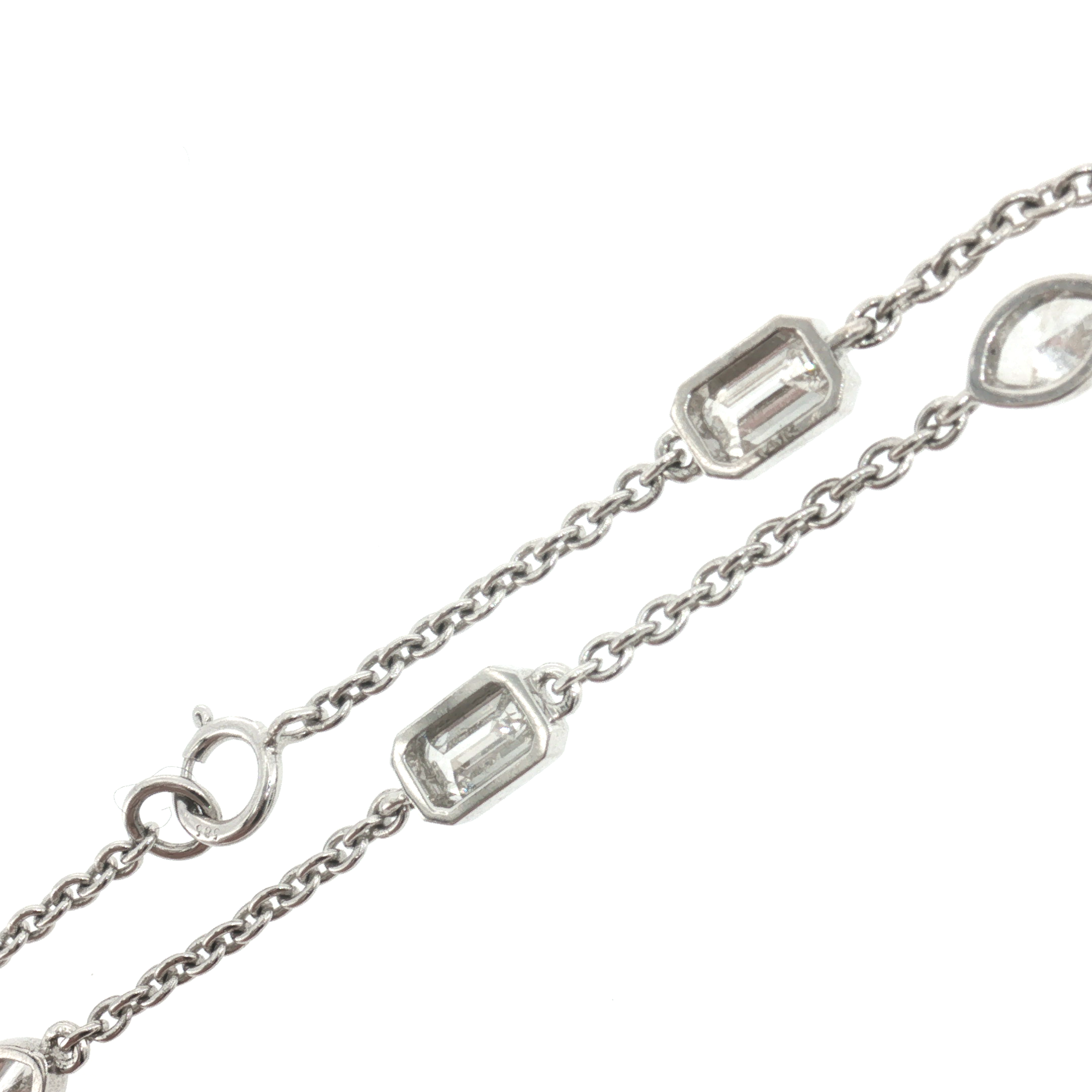 Lab Grown Diamond Mixed Fancy Cut Bezel Station Bracelet 14k White Gold - 1.52ctw close up