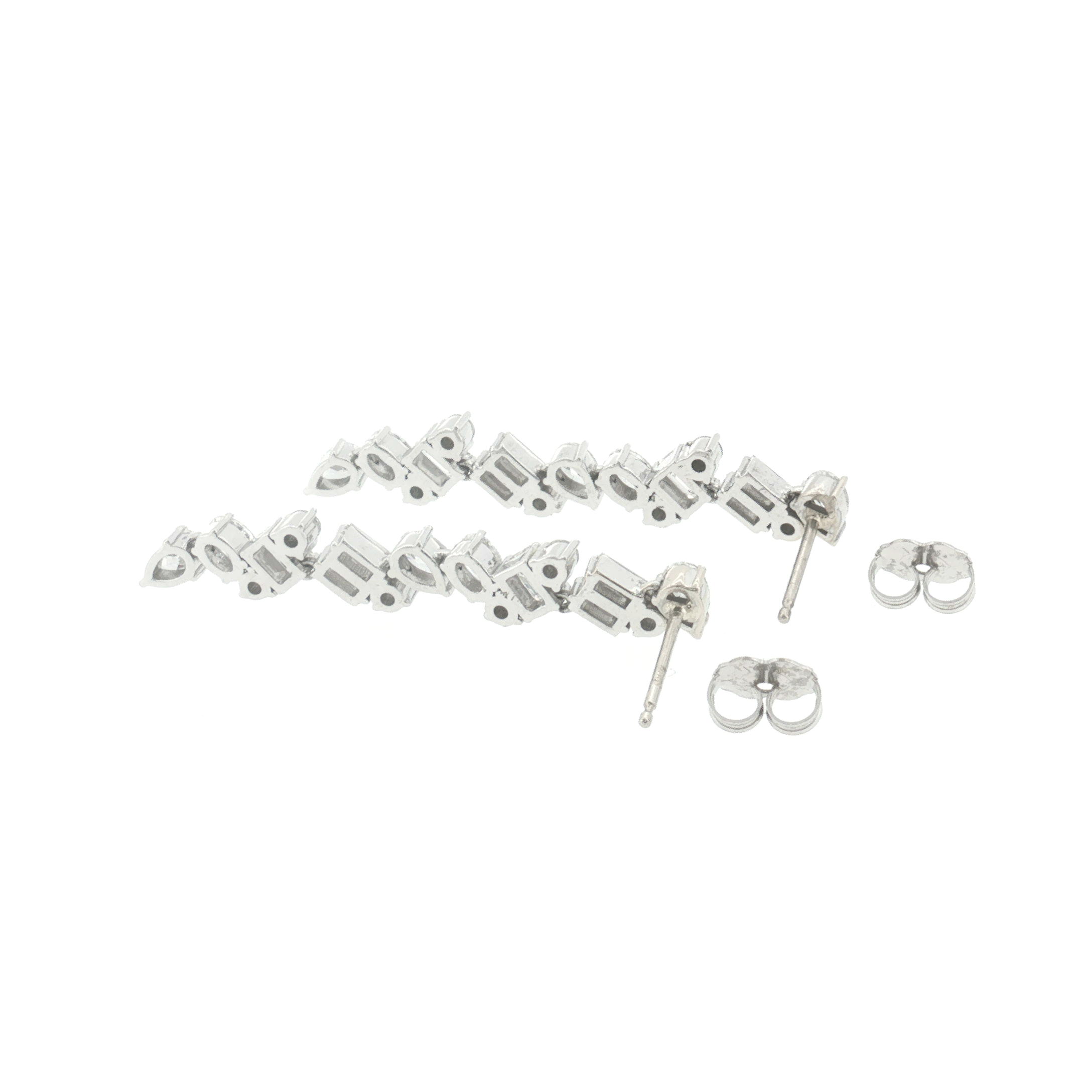 Lab Grown Diamond Mixed Fancy Cut Dangle Statement Earring 14k White Gold - 2.45ctw back of earrings