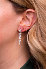 Lab Grown Diamond Mixed Fancy Cut Dangle Statement Earring 14k White Gold - 2.45ctw modeled