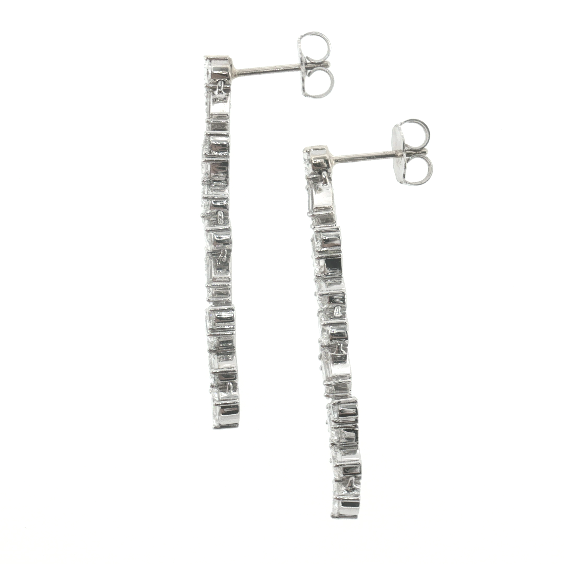 Lab Grown Diamond Mixed Fancy Cut Dangle Statement Earring 14k White Gold - 2.45ctw sides and backs