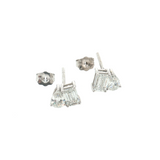 Lab Grown Diamond Toi et Moi Stud Earrings 14k White Gold - 2.51ctw close up with backs off