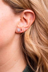 Lab Grown Diamond Toi et Moi Stud Earrings 14k White Gold - 2.51ctw modeled