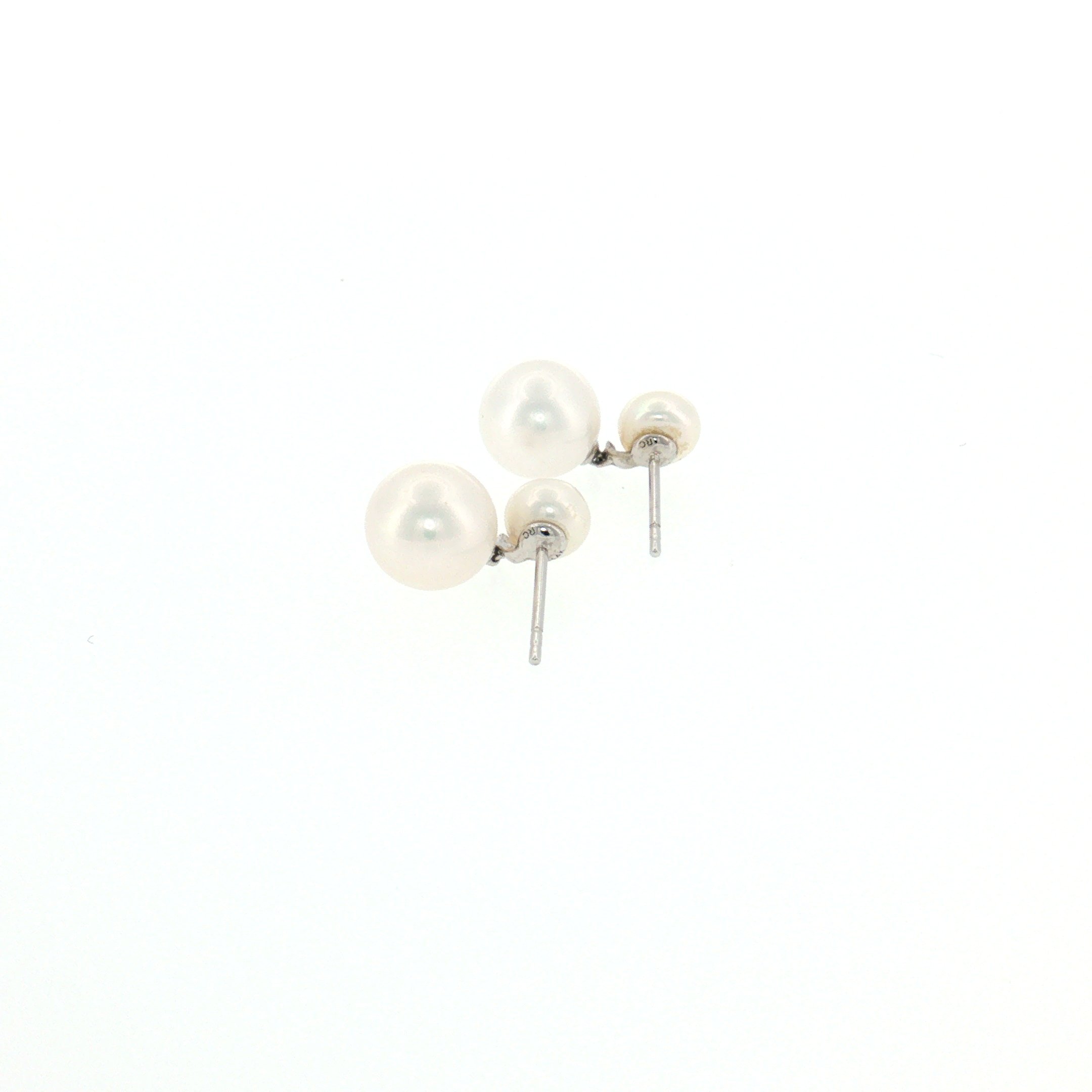 Pearl Drop Earrings - 14k White Gold backs off