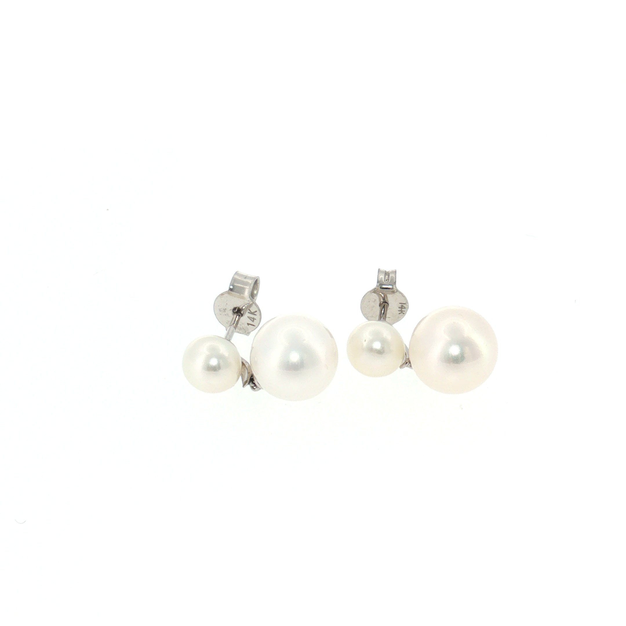 Pearl Drop Earrings - 14k White Gold backs with stamps