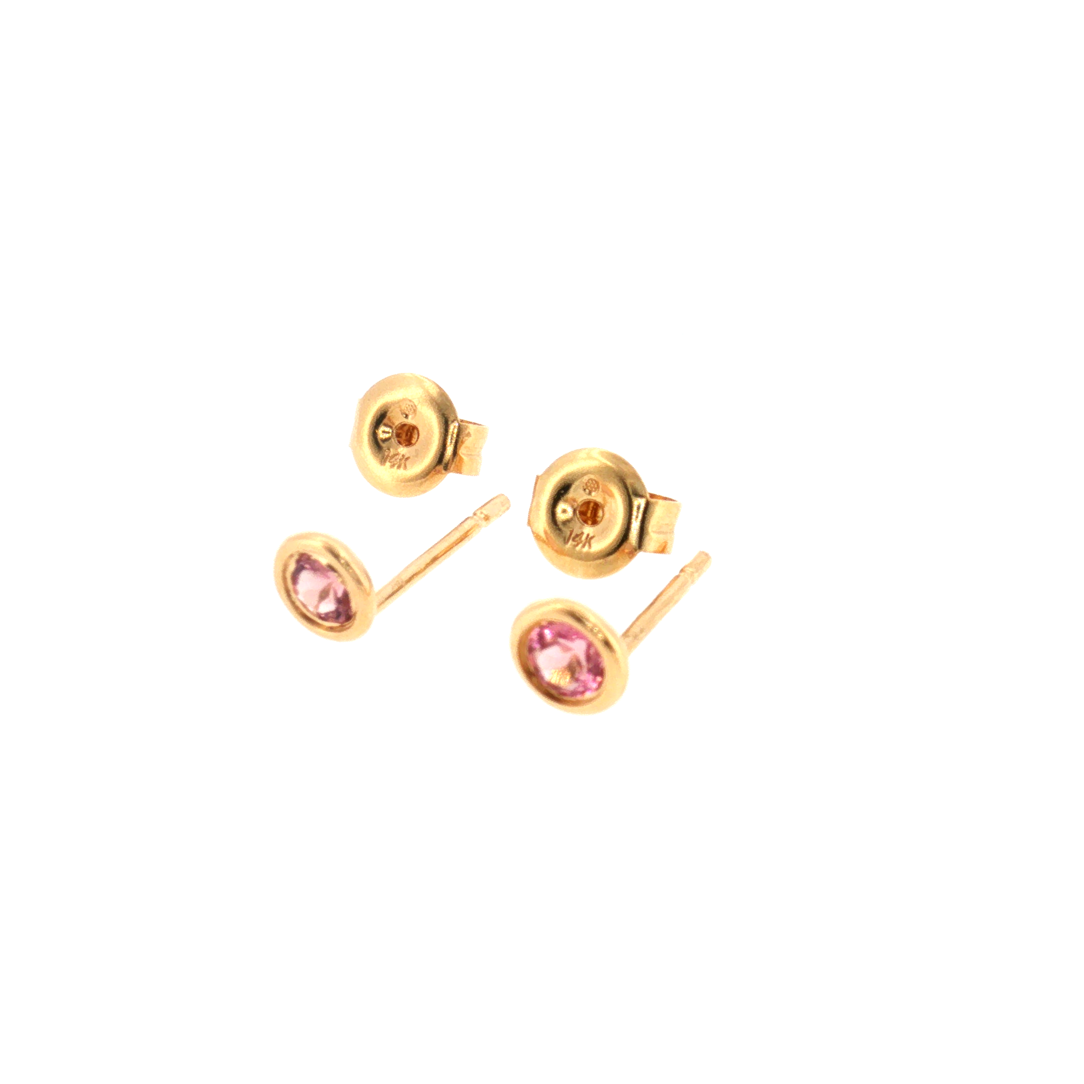 Pink Tourmaline Studs 14k Yellow Gold 0.12ctw backs off