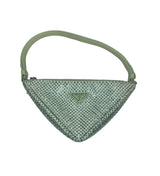 Prada Satin Crystal Triangle Pouch - Acqua  front of bag