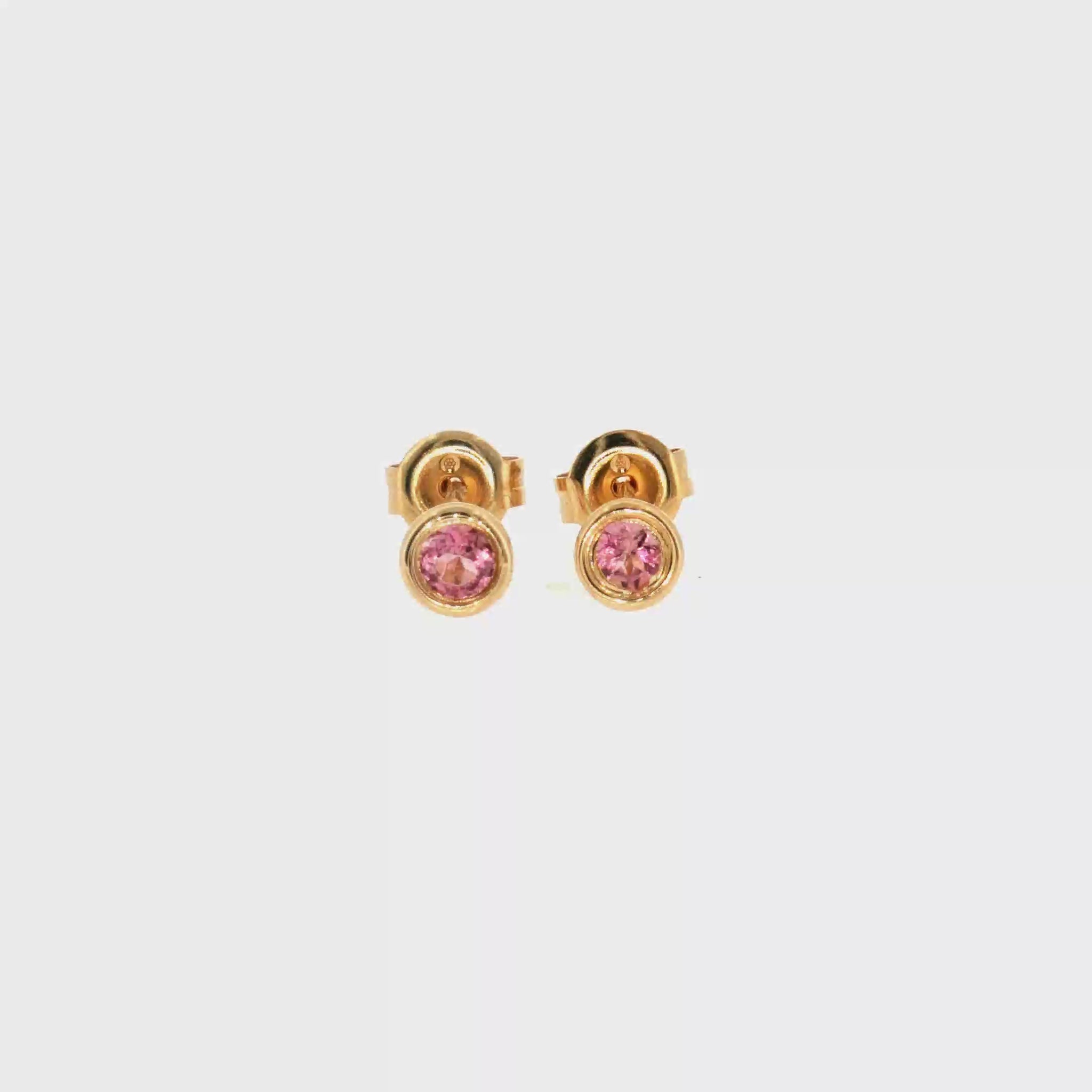 Pink Tourmaline Studs 14k Yellow Gold 0.12ctw video