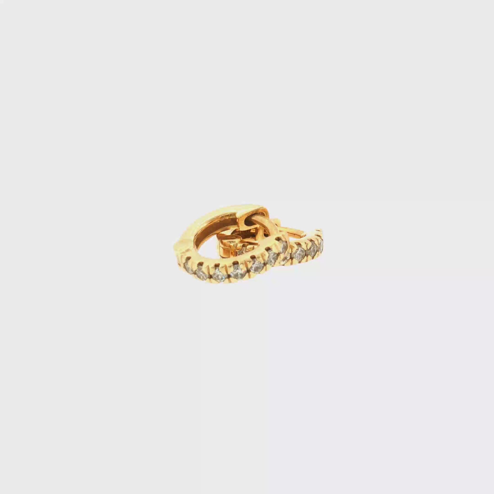 Diamond Huggie Earrings - 14k Yellow Gold - 10mm - 0.37ctw video