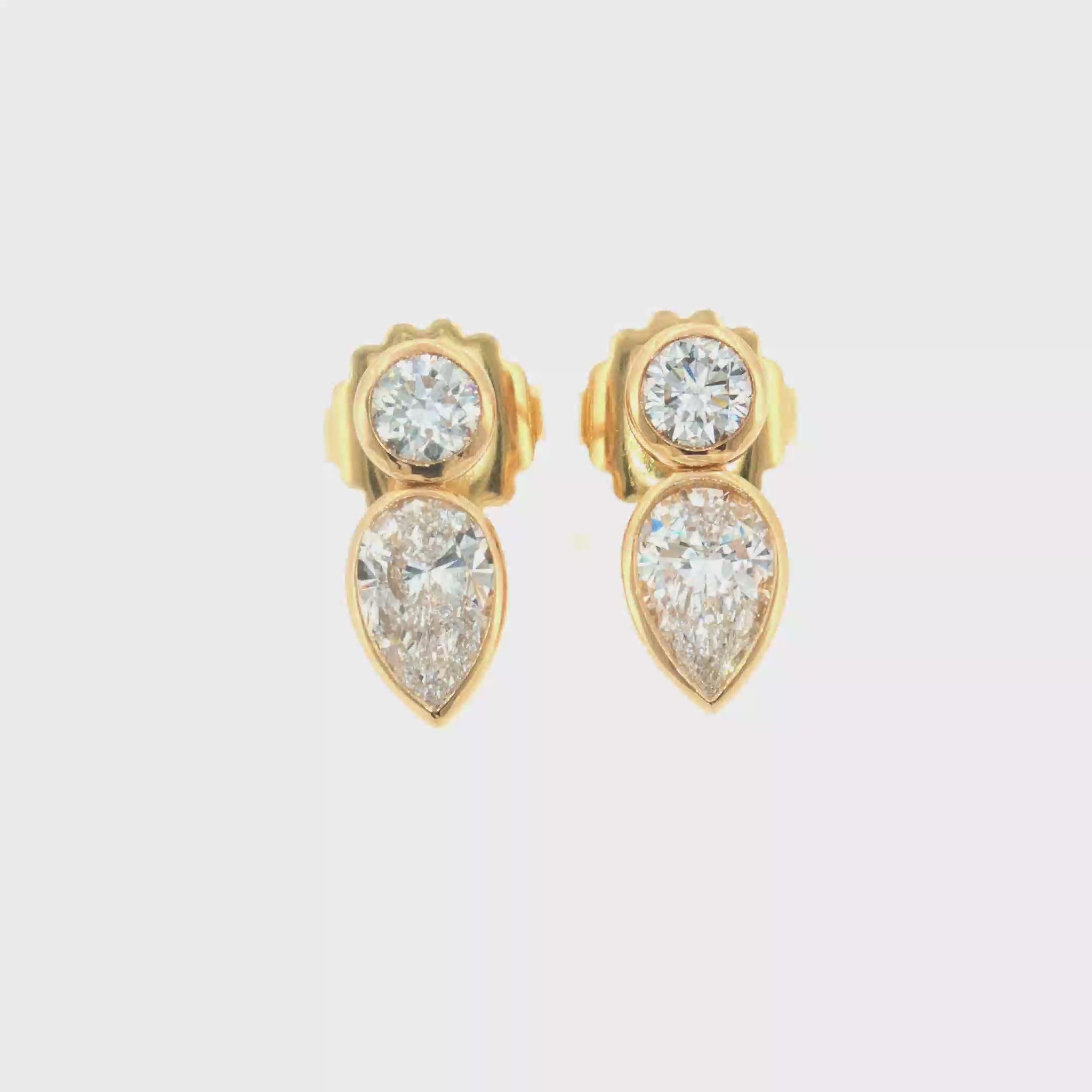 Lab Grown Diamond Bezel Drop Earrings 18k Yellow Gold - 2.75ctw video