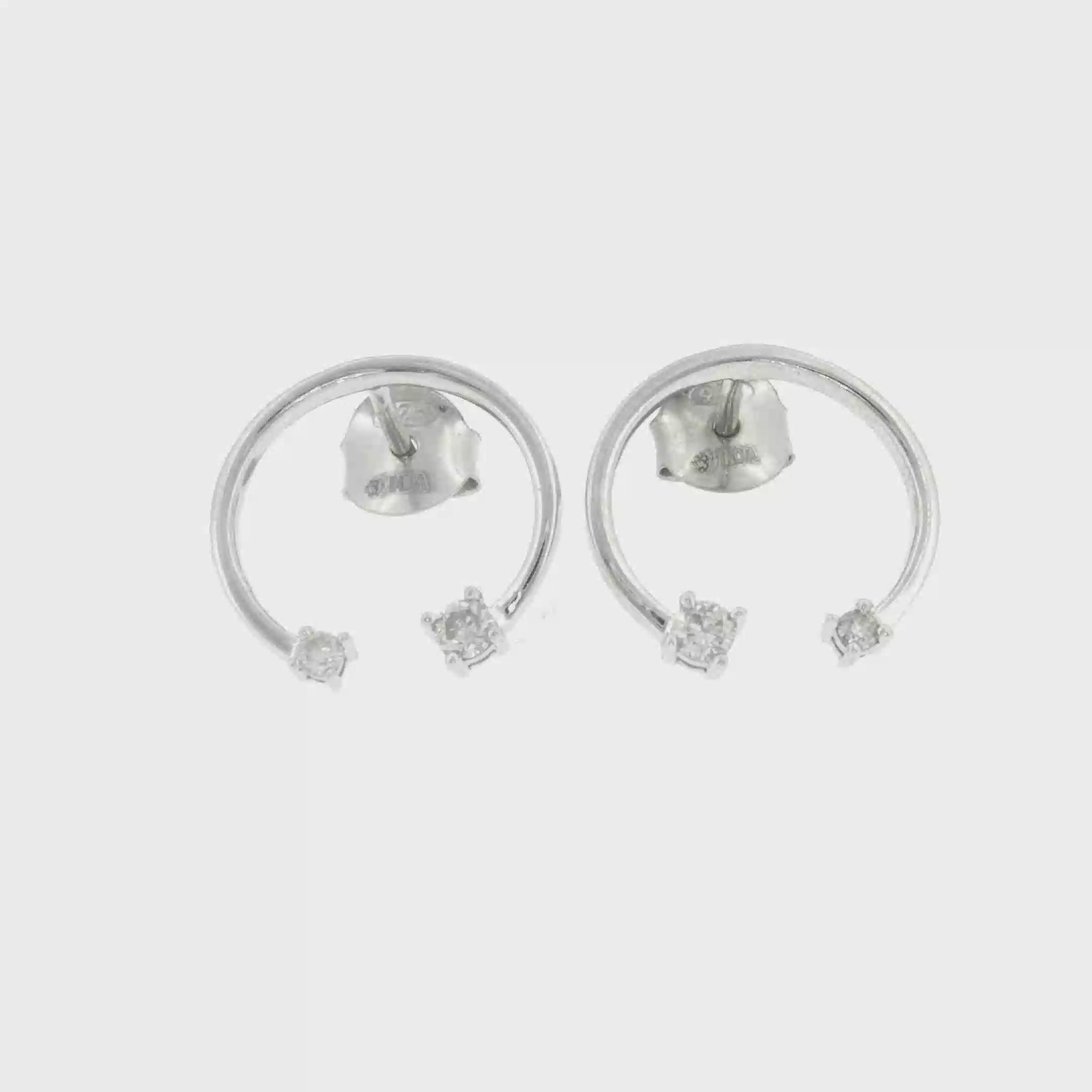 Diamond Open Hoop Earrings - 925 Silver - 0.14ctw video