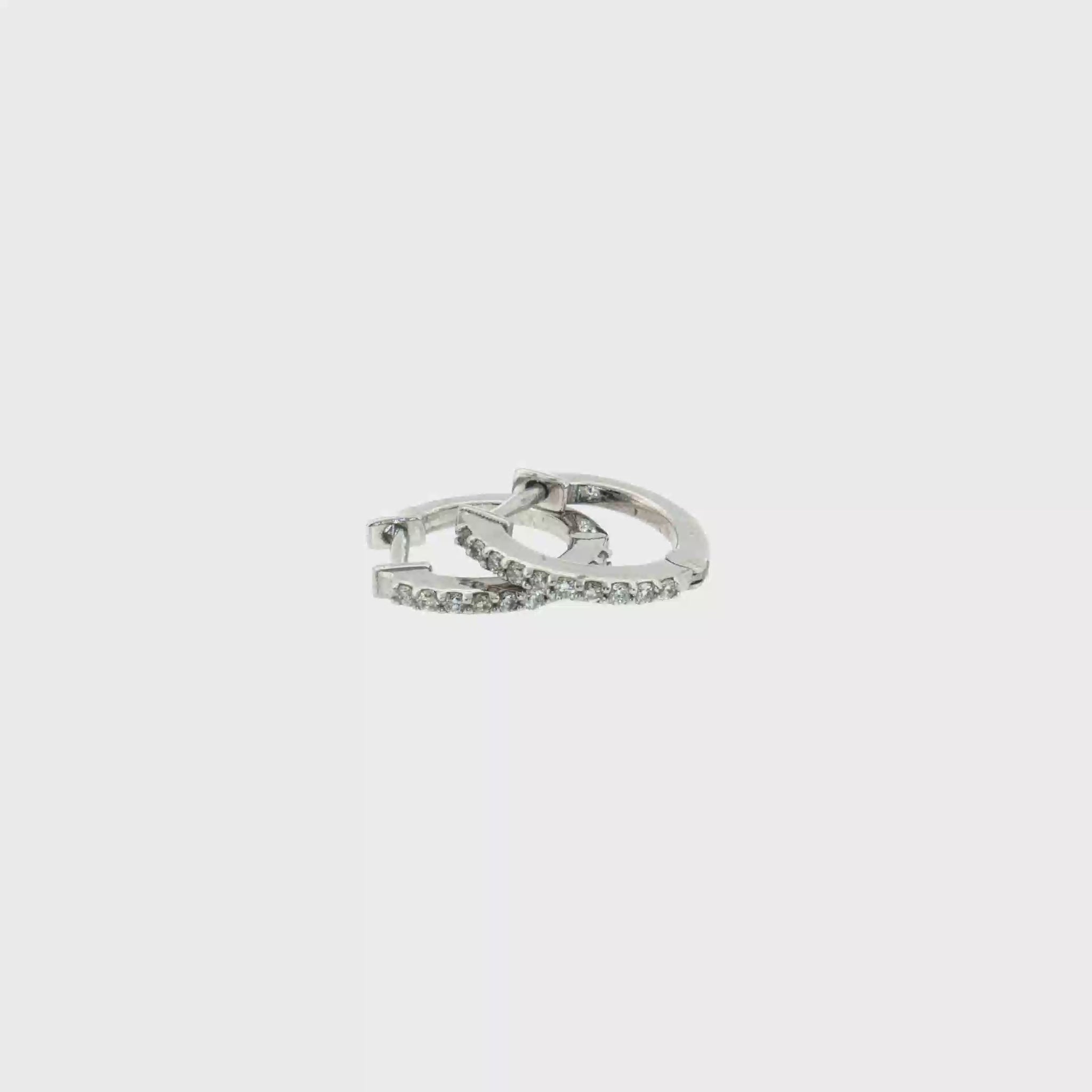 Diamond Huggie Earrings - 14k White Gold - 11mm - 0.10ctw video